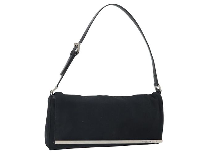 FENDI Shoulder Bag Cotton Black Silver