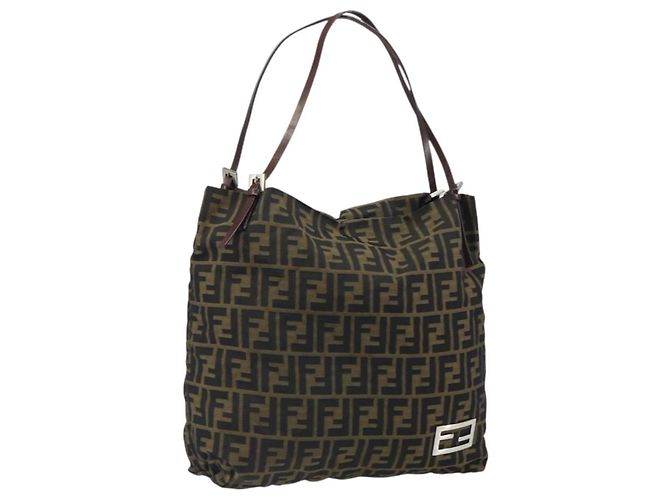 FENDI Zucca Canvas Tote Bag Black Brown