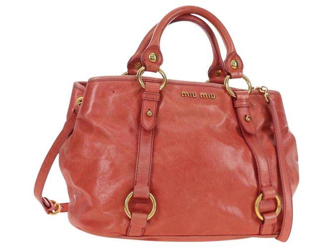 Miu Miu Hand Bag Leather 2way Pink Gold