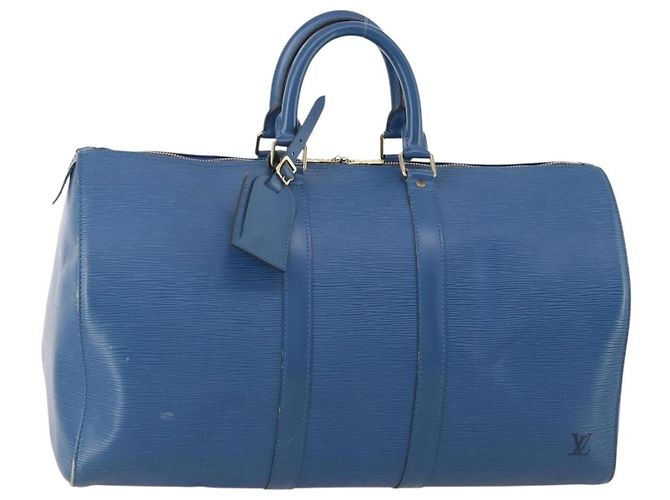 LOUIS VUITTON Epi Keepall 45 Boston Bag Blue M42975 LV