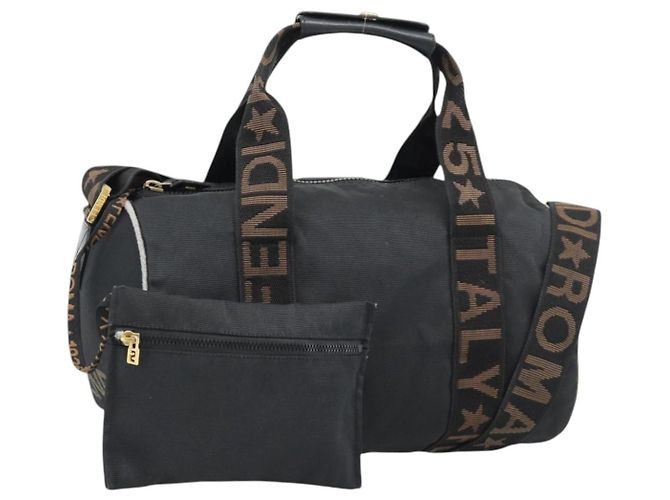 FENDI Hand Bag Canvas 2way Black Gold