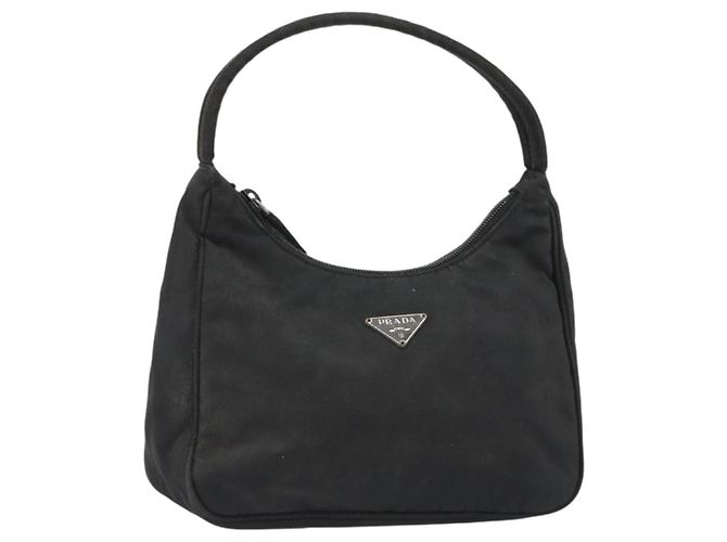 PRADA Hand Pouch Nylon Black Silver