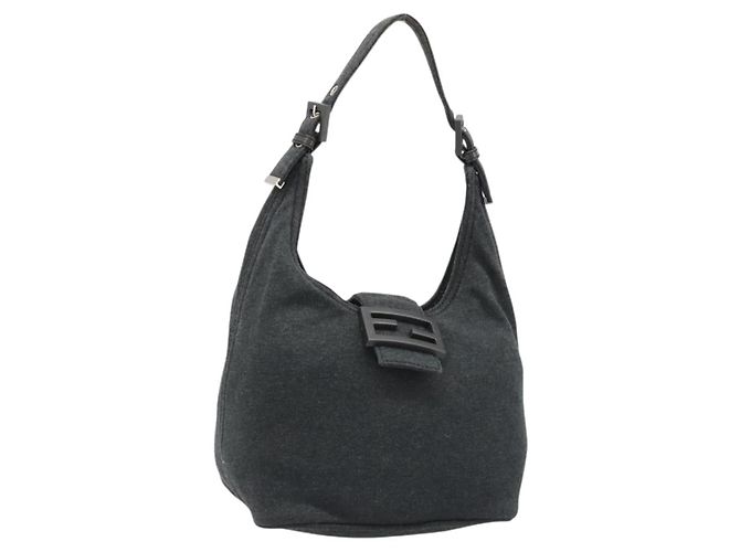 FENDI Mamma Baguette Sac à main coton Gray Silver