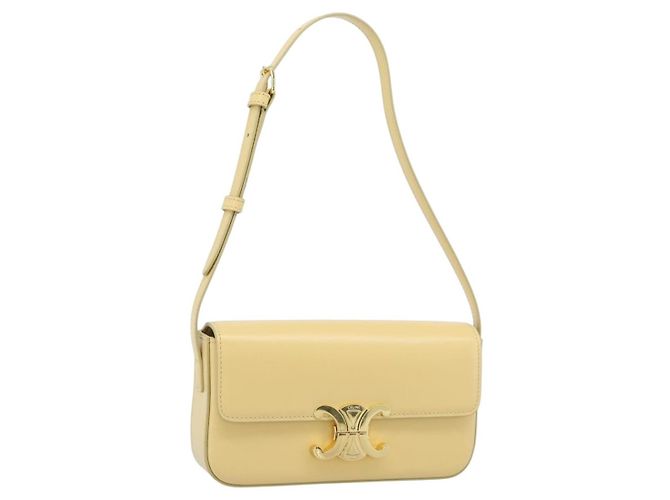 Céline CELINE Triomphe Shoulder Bag Leather Ivory Gold