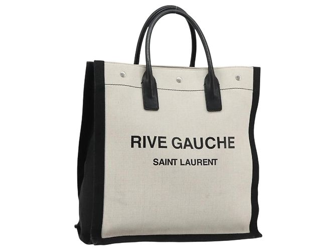 SAINT LAURENT Bolso de mano Canvas Beige Silver