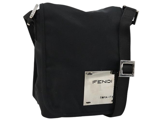FENDI Shoulder Bag Nylon Black Silver