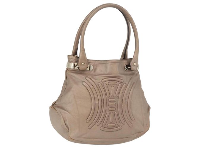 Céline CELINE Shoulder Bag Leather Beige Gold