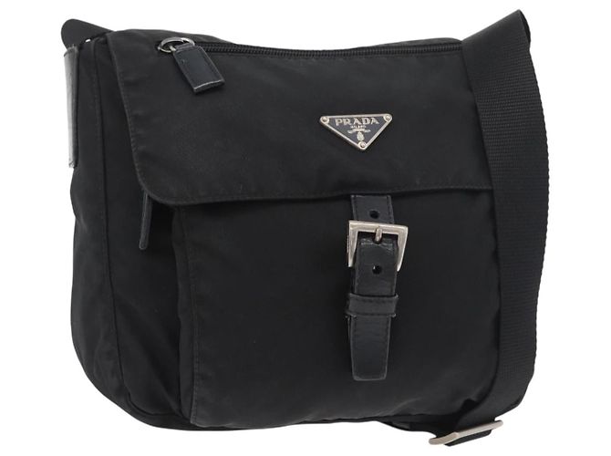 PRADA Shoulder Bag Nylon Black Silver
