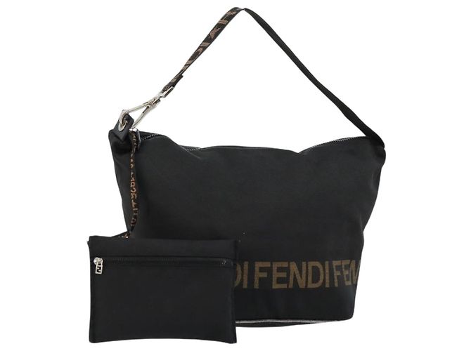FENDI Shoulder Bag Nylon Black Gold