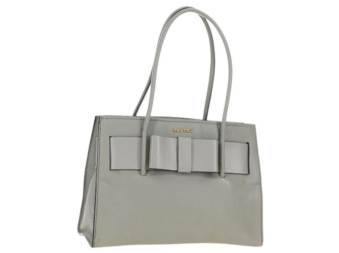 Miu Miu Handtasche Leder Grau Gold
