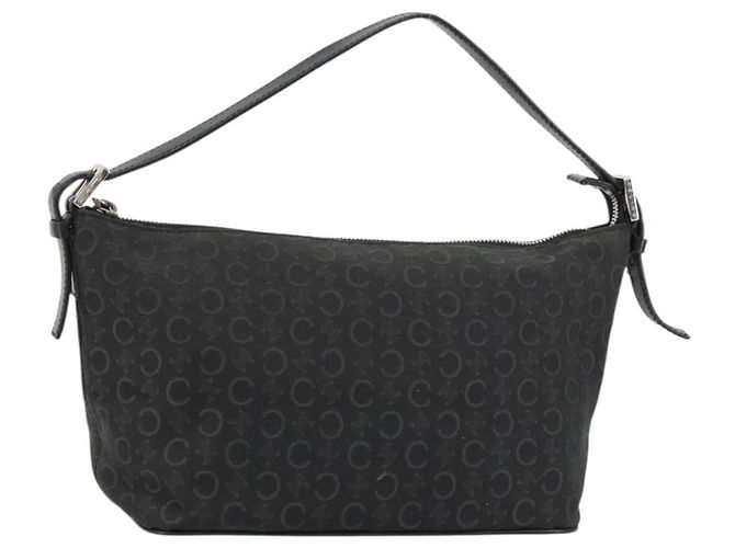 Céline CELINE C Macadam Canvas Shoulder Bag Black Silver