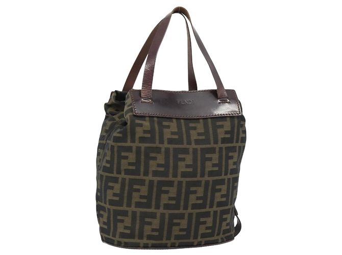 FENDI Zucca Canvas Handtasche Schwarz Braun