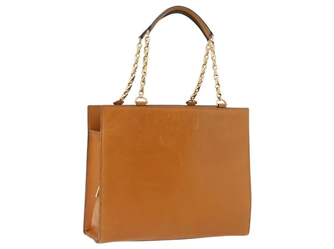 Céline CELINE Bolsa de mão com corrente em couro Beige Gold