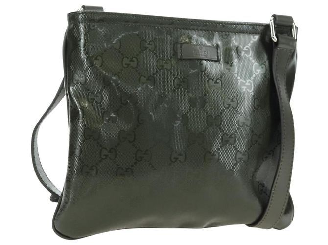 GUCCI GG Implementation Shoulder Bag PVC Silver Khaki 201538