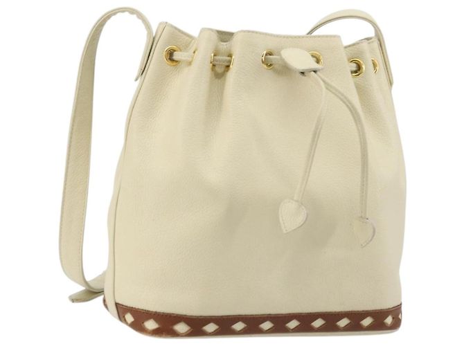 SAINT LAURENT Shoulder Bag Leather Ivory Gold