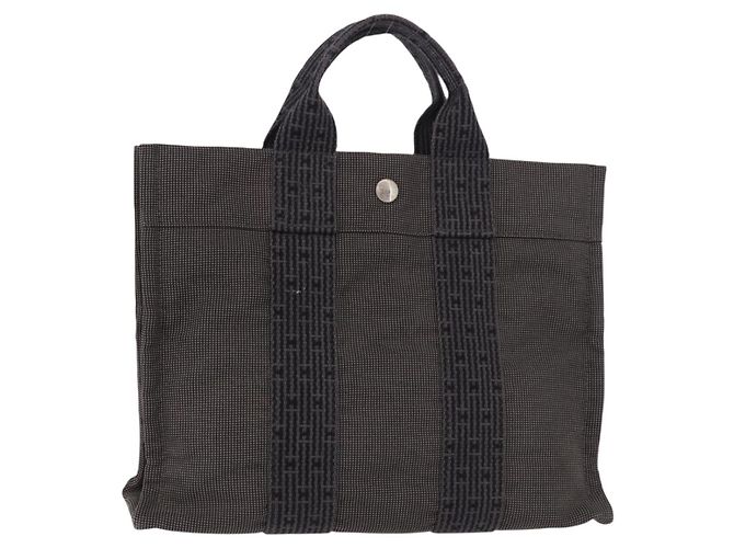 Hermès HERMES Her Line Hand Bag Canvas Black Silver