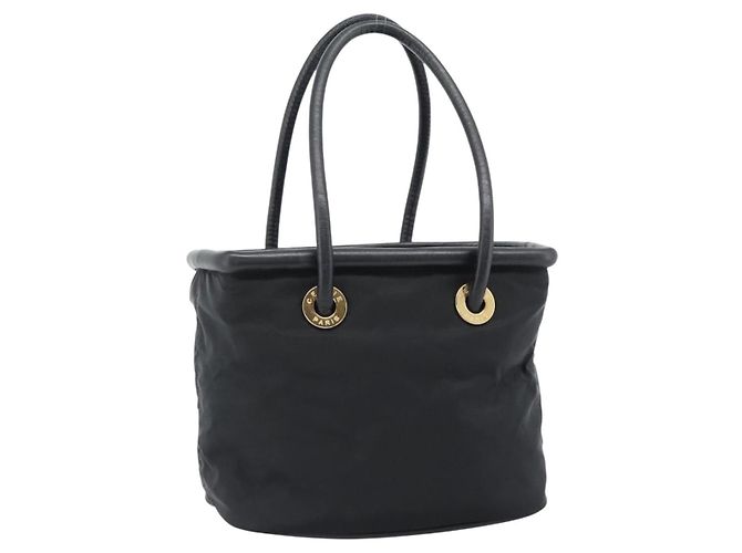 Céline CELINE Circle Hand Bag Nylon Black Gold