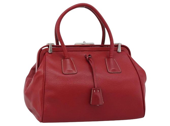 PRADA Handtasche Leder Rot Silber
