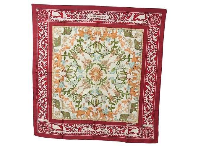 Hermès HERMES Carre 90 Scarf Silk Red