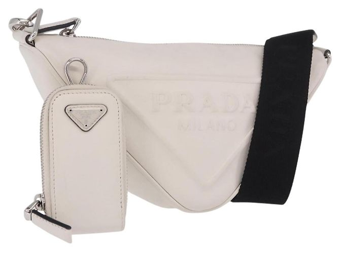 PRADA Shoulder Bag Leather White Silver 