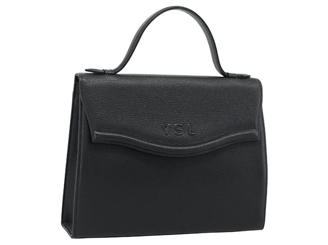 SAINT LAURENT Bolsa de mão em couro preto e dourado