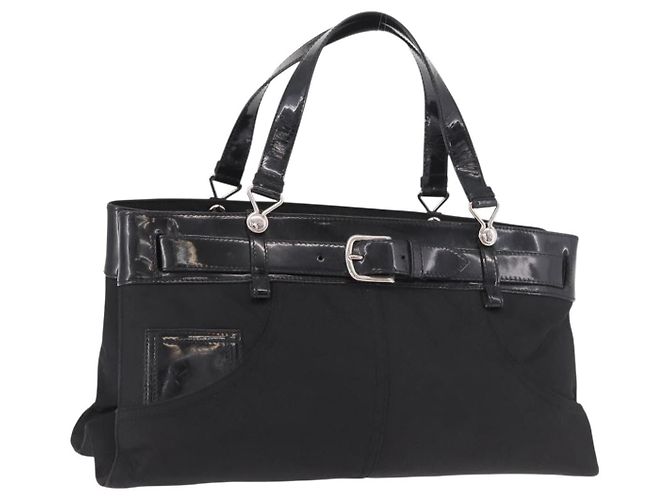 Christian Dior Hand Bag Nylon Black Silver