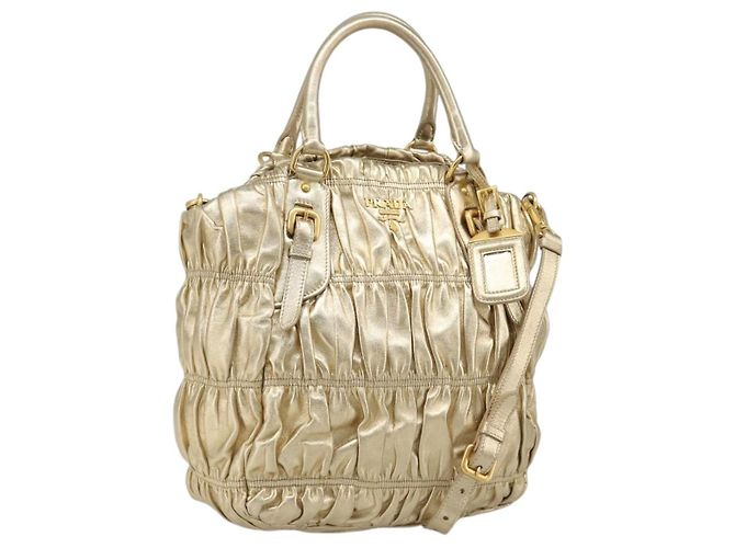 PRADA Handtasche Leder 2-Wege Goldfarben Gold