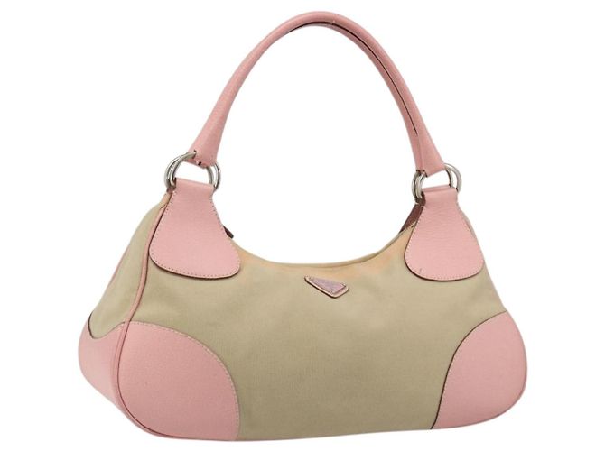 PRADA Handtasche Canvas Beige Silver