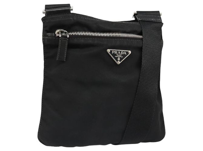 PRADA Schultertasche Nylon Black Silver