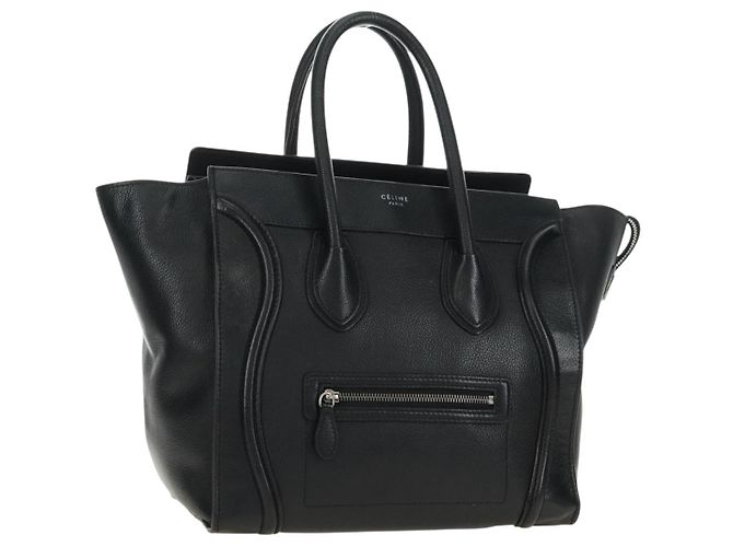 Céline CELINE Luggage Mini Hand Bag Leather Black Silver