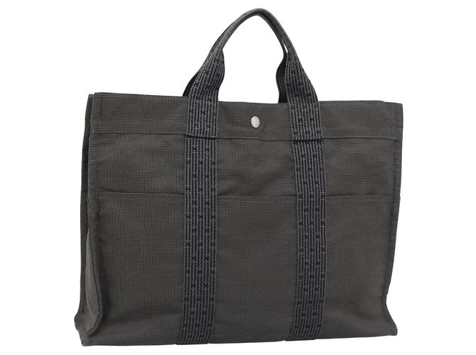 Hermès HERMES Her Line MM Hand Bag Canvas Gray Silver