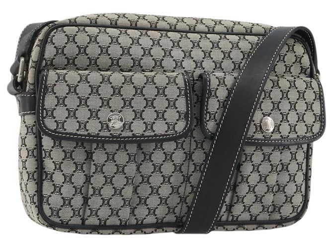 Céline CELINE Macadam Canvas Shoulder Bag Navy Silver