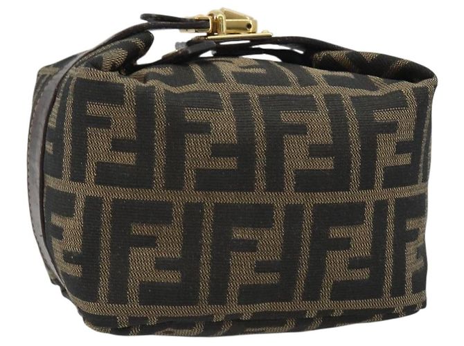 FENDI Zucca Canvas Pouch Black Brown