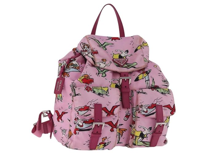PRADA Backpack Nylon Pink Silver