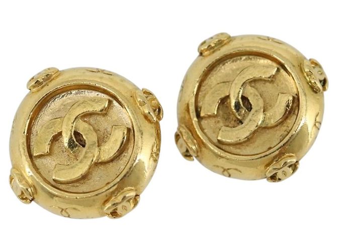 CHANEL Earring Metal Gold Tone CC