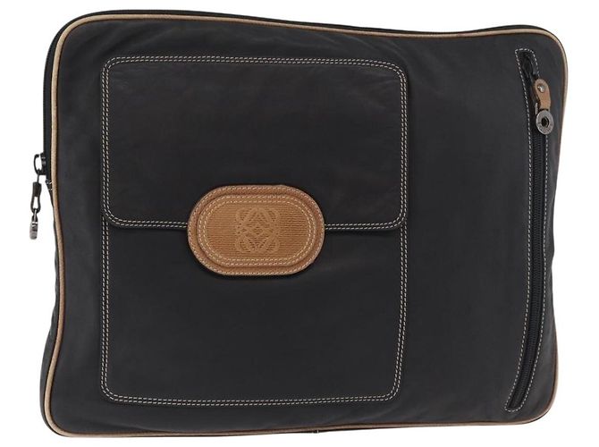 LOEWE Anagram Clutch Bag Leather Black