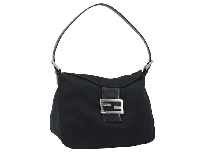 FENDI Hand Bag cotton Black Silver