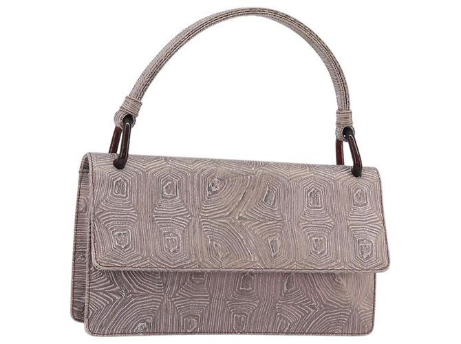 PRADA Hand Bag Leather Purple Silver