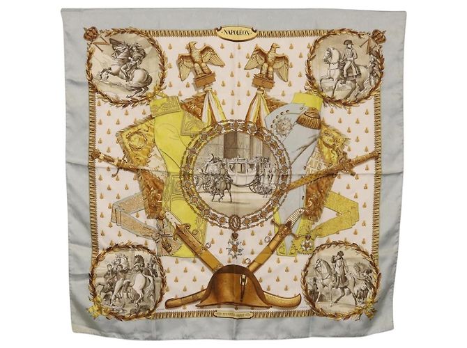 Hermès HERMES Carre 90 Scarf  napoleon  Silk Gray