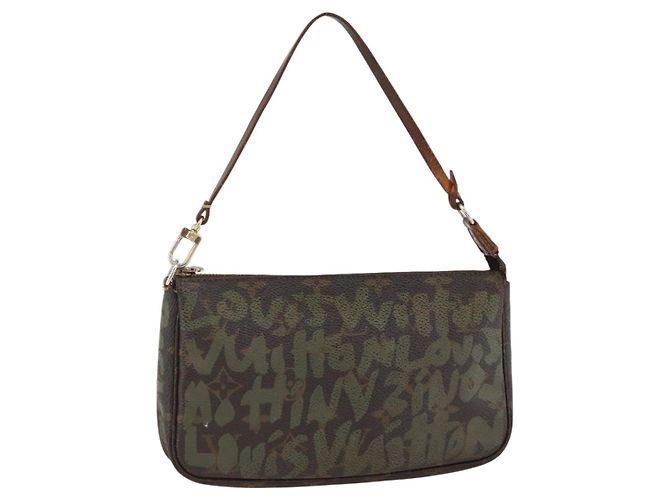 LOUIS VUITTON Monogram graffiti Pochette Pouch Khaki M92191 LV