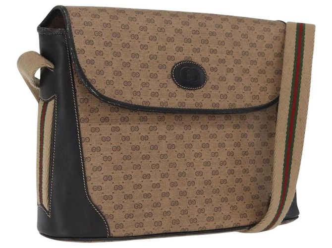GUCCI Micro GG Supreme Web Sherry Line Bag PVC Beige Silver