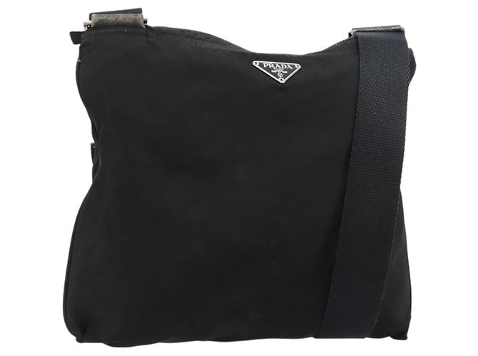 PRADA Shoulder Bag Nylon Black Silver