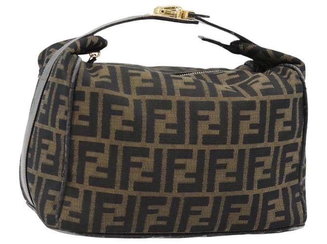 FENDI Bolsa de mão Vanity em lona Zucca Preto Castanho