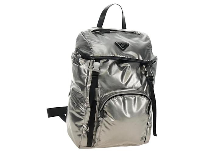 PRADA Backpack PVC Canvas Silver