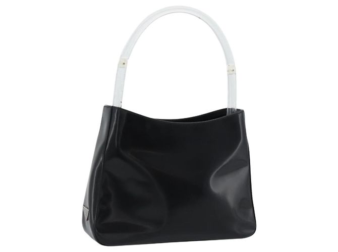 PRADA Shoulder Bag Leather Black Silver