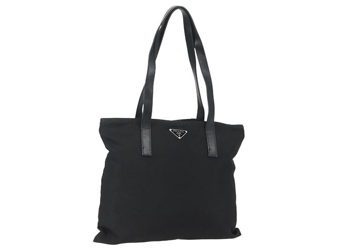PRADA Tote Bag Nylon Black Silver