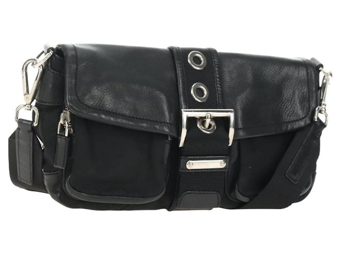 PRADA Shoulder Bag Nylon Black Silver