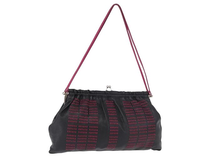 Miu Miu Shoulder Bag Leather Black Silver
