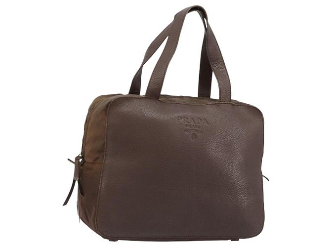 PRADA Handtasche Leder Braun Gold