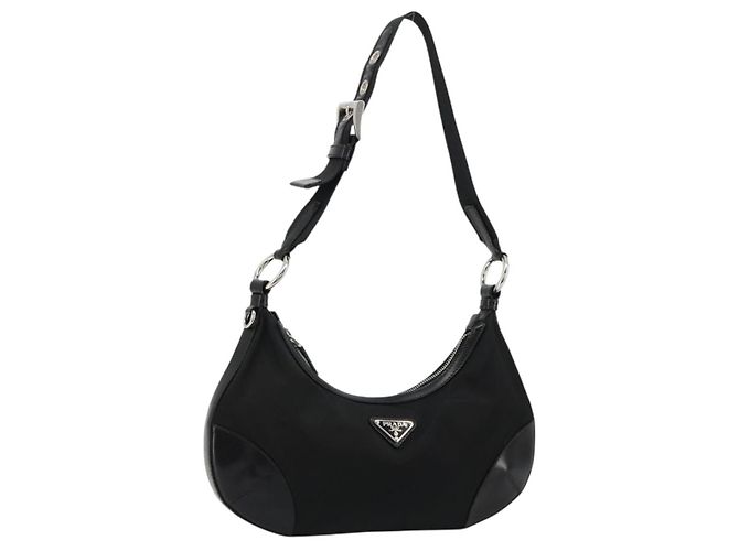 PRADA Shoulder Bag Nylon Black Silver